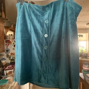 LuLaRoe Teal Corduroy Button-Front Mini Skirt XL